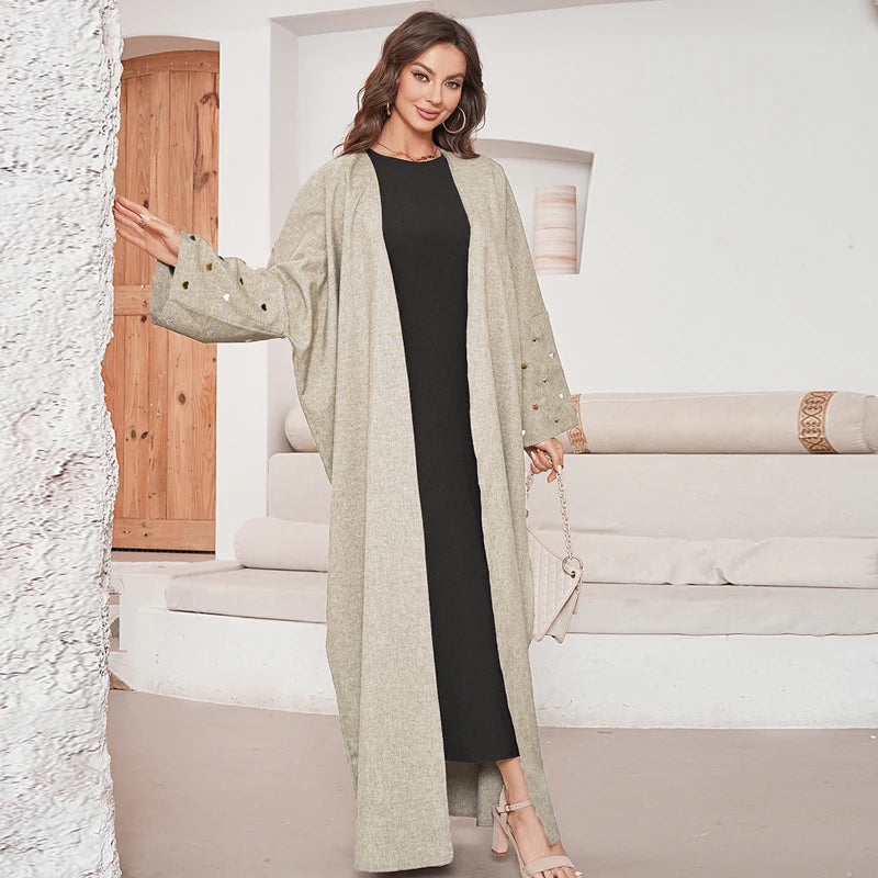 Linned Kimono med broderede hjerter